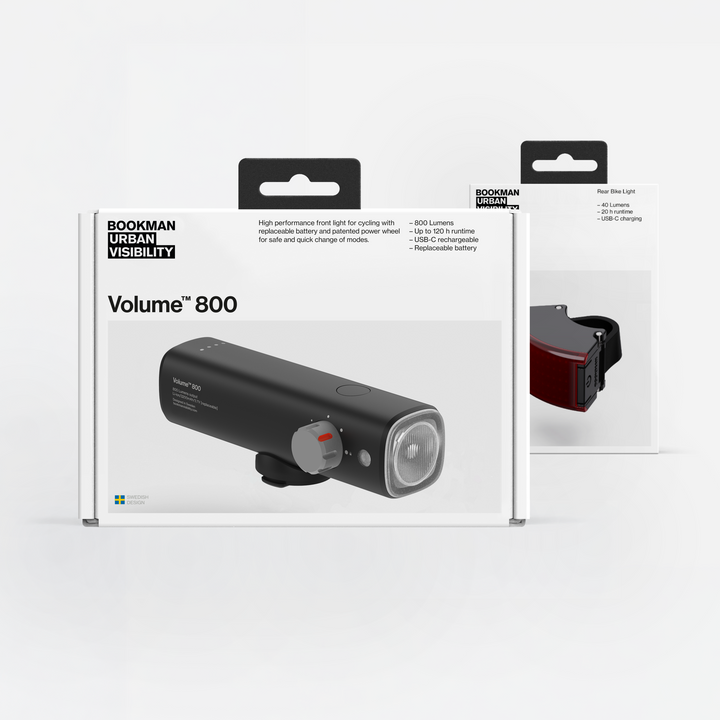 Volume 800 and Curve rear bike light bundle in black