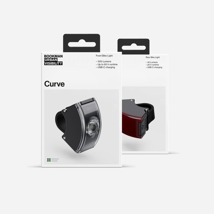 Curve bike light set in packaging