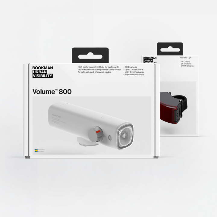Volume 800 and Curve rear bike light bundle in white